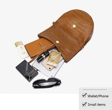 Charger l'image dans la galerie, Sac à main en cuir grain crocodile pour femme - épaule