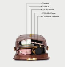 Charger l'image dans la galerie, Sac à main de dame en cuir grain crocodile