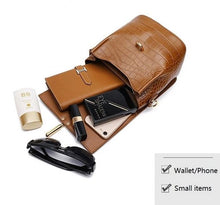 Charger l'image dans la galerie, Sac à main de dame en cuir grain crocodile