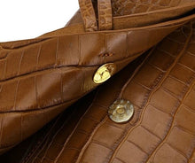Charger l'image dans la galerie, Sac à main en cuir grain crocodile pour femme - épaule