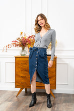 Load image into Gallery viewer, R.Display Belted Denim Midi Skirt