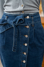 Load image into Gallery viewer, R.Display Belted Denim Midi Skirt