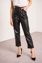 将图片加载到图库查看器,Oraije Straight Cut Synthetic Leather Pants Anna Black