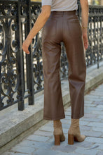 Charger l'image dans la galerie, Oraije Wide-Leg Synthetic Leather Pants Valentine Brown
