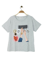 Load image into Gallery viewer, Round Neck  Oversize Printed Cotton T-shirt
